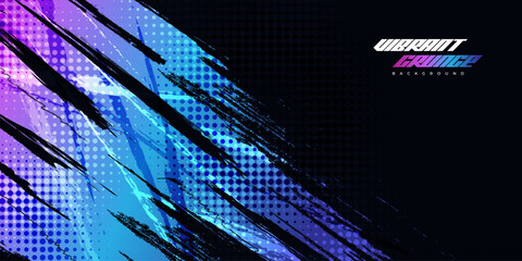 Colorful Gradient Brush Background with Halftone Effect. Grunge Sport Background with Brush Texture