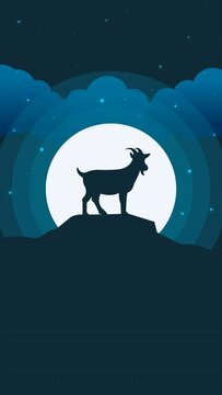 Eid Al Adha In Night With Goat Motion Graphic