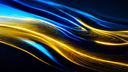 The glowing waves flow smoothly against the dark background