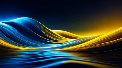 The glowing waves flow smoothly against the dark background