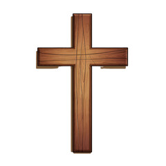 a simple christian cross wooden, Isolated on transparent PNG background, Generative ai