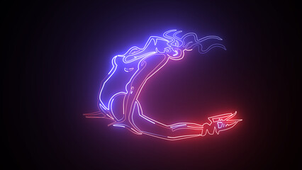 Yoga neon sign. Meditating person on a black background. Spiritual practice is a neon sign. Yoga class. Concepts of sport, fitness, healthy lifestyle, strength, youth