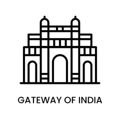 Gateway of India, Mumbai, Maharashtra
, India. minimalist line art icon, historical landmark for web, mobile apps and UI.