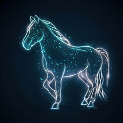 horse head is in line with the particles.with Generative AI technology