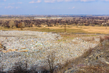 View on a huge rubbish dump. Environmental pollution