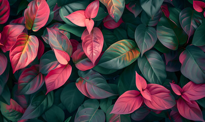A vibrant plant with leaves in shades of pink, Generative AI 