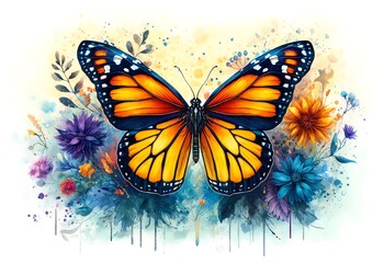 Obraz premium Watercolor Painting of Danaus plexippus