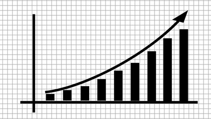 Business Chart Growth. Grow the Economy Bar Chart with Growth Chart for Financial Business featuring a Trend Line Graph. Excellent Histogram and Trend
