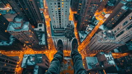 feet over city