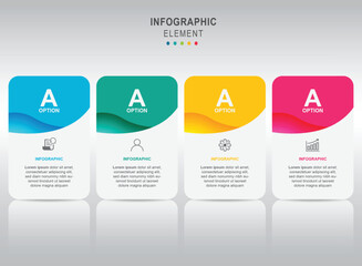 4 data infographics square tab paper index template. Vector illustration abstract background - obrazy, fototapety, plakaty