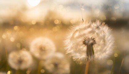 abstract blurred nature background dandelion seeds parachute abstract nature bokeh pattern