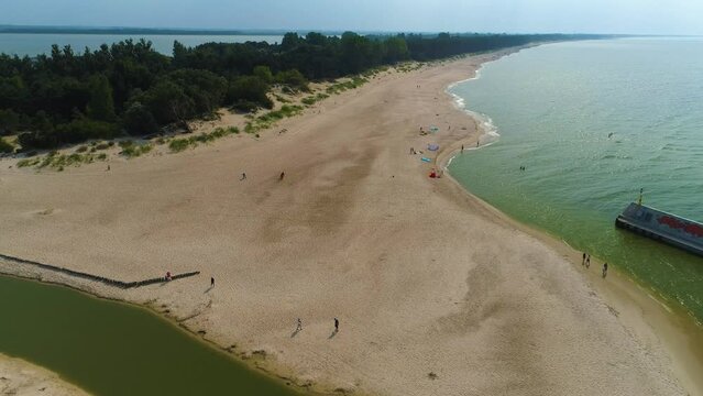 Beautiful Canal Jamno Beach Kanal Mielno Plaza Aerial View Poland