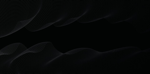 Abstract glowing lines futuristic technology concept. Abstract blend wave lines and energy background.  Background lines wave abstract stripe design. Black background, mesh abstract, vector gradient.