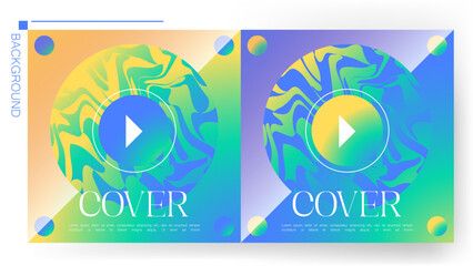 Naklejka premium Template for poster cover with gradient green to blue color abstract design. vector illustration. The concept design involves a collection of background colors