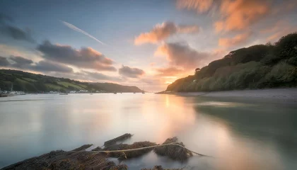 Fotobehang sunrise over salcombe estuary river uk © Slainie