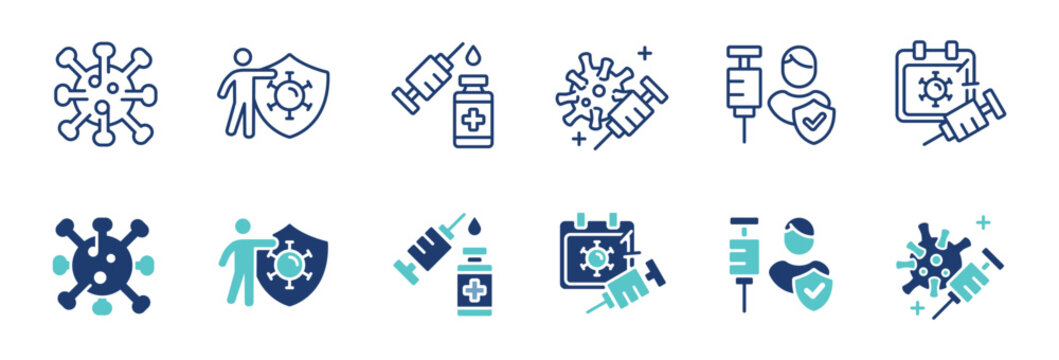 virus vaccination syringe icon vector set coronavirus immunity injection vaccine treatment signs illustration for web and app