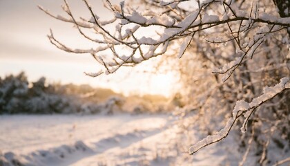 frost and snow on branches beautiful winter seasonal background photo of frozen nature