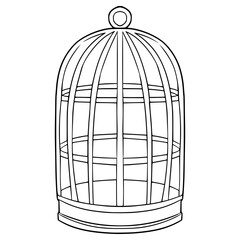 bird cage illustration hand drawn outline vector