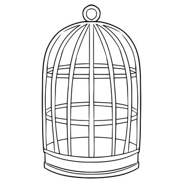 recommend clip art: bird cage illustration hand drawn outline vector