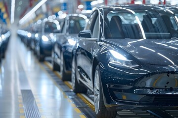 Cars Moving Along an Assembly Line