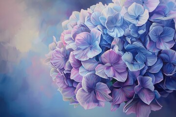 The soft pastel shades of a hydrangea cluster