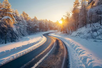 Foto auf Acrylglas Snowy Forest Road © D