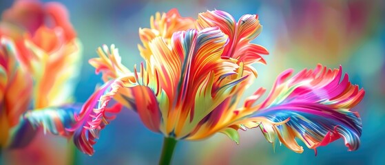 The vivid streaks of color in a parrot tulip