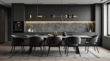 style of the modern kitchen by highlighting its efficient layout and contemporary aesthetics. 