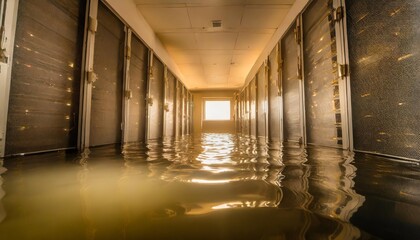 photo of flooded servers room submerged in water