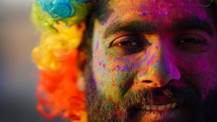 colored face during holi image