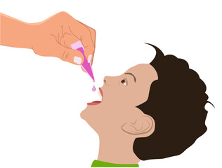 Vector Illustration of Oral Vaccination to Childrens...