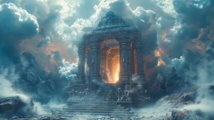 Temple in the heart of a thundercloud