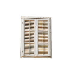 A close up of a window with shutters on a Transparent Background