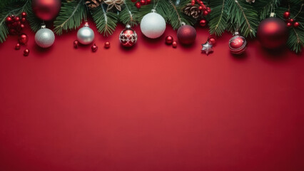 Fototapeta na wymiar Christmas Balls Background with Empty Space for Text