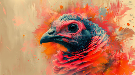 A vividly painted pheasant adorned with a spectrum of brilliant feathers, showcasing nature's...