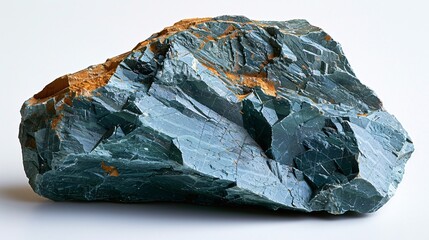 A green mineral from a Chilean copper mine on a white surface.