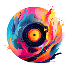 illustration of vinyl record an enduring, Isolated on transparent PNG background, Generative ai - obrazy, fototapety, plakaty