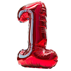 Red Balloon Number 1 PNG Transparency