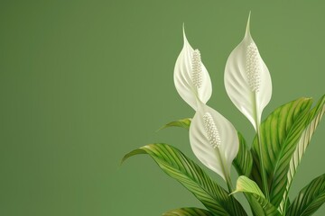 Spathiphyllum flower or Peace lily with green petals and white leaves