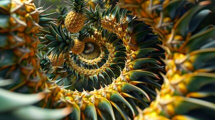 Pineapple rings overlapping in a spiral formation