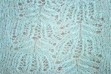 background of blue lace crochet ornament made of wool - 778706960