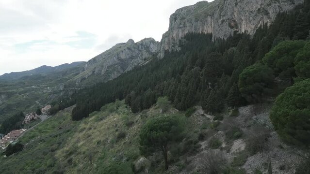 Aerial video of a mountainous area in Stilos Greece