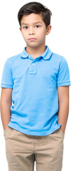 Mixed race boy wearing casual clothes standing with hands in pockets PNG file no background 
