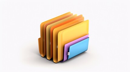 3d illustration of colorful folders over white background with soft shadow.