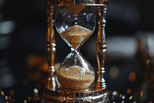 Hourglass with sands of time reversed grains floating upwards