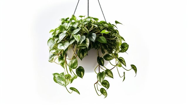 House plants in pots hanging on the wall. Home decor concept.