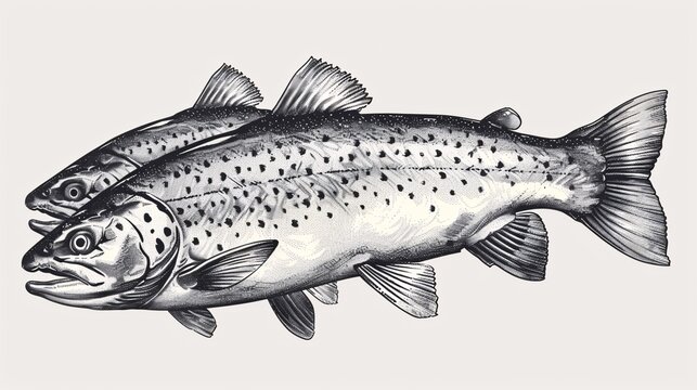 recommend clip art: Illustration of a hand-drawn trout fish.