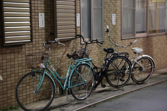 Bike at night in Tokyo, Japan on February 15, 2024