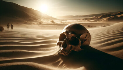skull in desert - obrazy, fototapety, plakaty