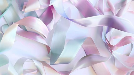 abstract illustration of pastel-colored ribbons gracefully adorning a wrapped gift, creating a dreamy and enchanting visual for advertising occasions like birthdays or baby showers. 